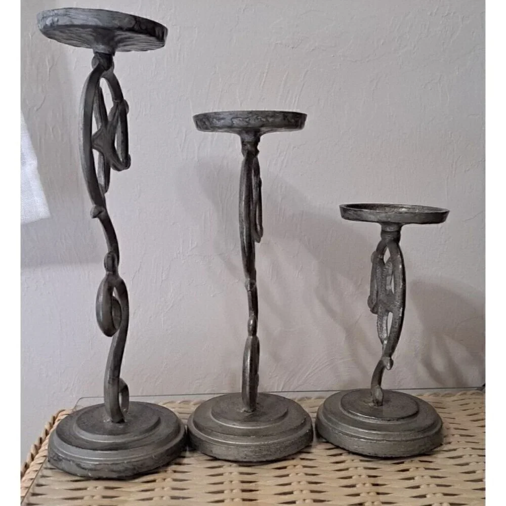 Set of 3 Sanibel Home Metal Graduated Height Pillar Candle Holders Starfish